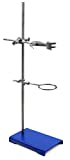 Chemical Resistant Steel Lab Stand Set - Support Stand (8' x 5'), 12mm Dia. Rod (23.6' L), Cork Lined Burette Clamp with Boss Head and Retort Ring (2.5' Dia)