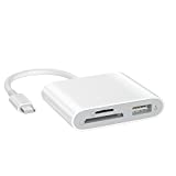 USB C to SD Card Reader with USB 3.0 Thunderbolt to Micro SD TF Card Reader 3 in 1 USB-C to Camera Memory Card Adapter USB Adapter for MacBook Pro/Air iMac M1 iPad Pro XPS13/15 RRSITIAU (White)