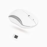 Macally USB Wireless Mouse for Laptop or Desktop, Computer Mouse with USB Receiver, 3 Button, and Scroll Wheel - Cordless Mouse Wireless Mice for Windows Mac PC Notebook Chromebook - White