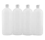 32-Ounce Flip Top Plastic Squeeze Bottles (4-Pack); Spout Style Tops, Natural Color