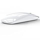 Uciefy U03 Wireless Mouse, 2.4G Rechargeable Super Slim Wireless Mouse, Portable Silent Wireless Computer Mice with USB Receiver Type C Adapter Compatible with Laptop, MAC, Chromebook (White)