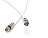 50' Feet, White RG6 Coaxial Cable (Coax Cable) with Weather Proof Connectors, F81 / RF, Digital Coax - AV, Cable TV, Antenna, and Satellite, CL2 Rated, 50 Foot