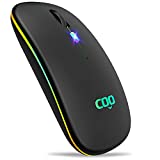 Wireless Mouse, COO LED Slim Dual Mode(Bluetooth 5.1 and 2.4G Wireless) Rechargeable Led Wireless Mouse with 3 Adjustable DPI for iPad OS 13 , MacBook, Laptop, Mac OS 10.10