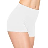 ALWAYS Women Workout Yoga Shorts - Premium Buttery Soft Solid Stretch Cheerleader Running Dance Volleyball Short Pants White L