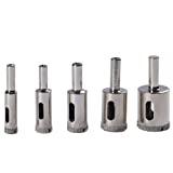 Drilax Diamond Drill Bit Hole Saw Set Drilling 3/8 1/2 5/8 3/4 1 Granite Ceramic Porcelain Tiles Pot Glass Bottle Lamp Quartz Slate Set 5 Pieces