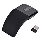 USB Foldable Wireless Touch Mouse, Arc Touch Mouse Mice with USB Receiver for PC/Laptop/Smart TV, Stylish Appearance(Black)