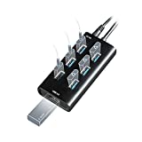 Rebuff Reality USB Hub 3.0, 7-Port Data USB Hub with One Smart Charging Port, 31.5inch Long Cable USB Extension for MacBook, Mac Pro/Mini, iMac, PC and Vive Tracker USB dongles
