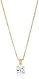 Amazon Essentials Yellow Gold Plated Sterling Silver Cubic Zirconia Round Cut Solitaire Pendant Necklace (8mm), 18'
