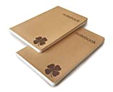 Set of 2 Lined Bound Notebooks A5 – Each 200 Lay Flat Pages – 5x8 Hardcover Journal Refills – Fountain Pen Friendly 100 gsm Paper – 100% Recycled Notebook by Le Vent
