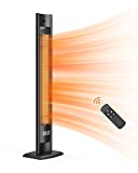 Outdoor Patio Heater, Electric Infrared Patio Heater with Remote, 2 Heat Levels & 24H Timer, 1500W 3s Instant Heating Waterproof Space Heater with Tip-Over/Overheat Protection for Outdoor Indoor Use