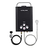 Tankless Water Heater, GASLAND Outdoors BE158B 1.58GPM 6L Portable Gas Water Heater, Instant Propane Water Heater, Overheating Protection, Easy to Install, Use for RV Cabin Barn Camping Boat, Black
