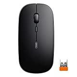 INPHIC Wireless Mouse for Laptop, 2.4G Slim Mouse 700mAh Rechargeable, Noiseless Computer Mouse with USB Receiver, 3 Adjustable DPI Optical Cordless Mouse for MacBook, Chromebook, PC, Laptop-Black