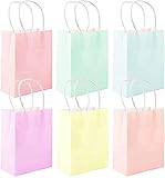 24Pcs Birthday Gift Bags Multicolor Pastel Portable Bags Party Treat Paper Kraft Favor Sweet 5.9x4.7x2.4 Inches Candy Gift with Handles for Party Wedding Celebrations (Very Small)