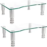 2 Pack Computer Monitor Riser with Height Adjustable Multi Media Desktop Stand for Flat Screen LCD LED TV, Laptop/Notebook/Xbox One