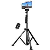 UBeesize 62' Extendable Tripod Stand with Bluetooth Remote for iPhone Android Phone, Heavy Duty Aluminum, Lightweight, Load Capacity: 1 Kg
