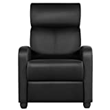 Yaheetech Home Theater Seating PU Leather Recliner Chair Modern Single Living Room Reclining Sofa with Pocket Spring