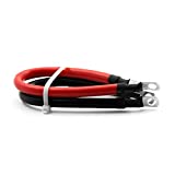 4 AWG Gauge 2pcs Red + Black Pure Copper Battery Cables Power Inverter Wire Set for Solar, RV, Car, Boat, Automotive, Marine, Motorcycle with 3/8 in Lugs (4 AWG, 2 Feet)
