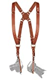 Camera Strap Accessories for Two-Cameras – Dual Shoulder Leather Harness – Multi Camera Gear for DSLR/SLR Strap by Coiro