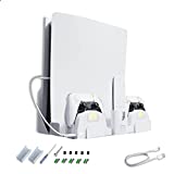 NexiGo PS5 Accessories Wall Mount with DualSense Charging Station, Stable Metal Wall Hanging Stand with LED Charging Indicator for Playstation 5 Console (Disc & Digital), White