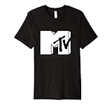 White Fill With Black Ink MTV Logo Premium T-Shirt