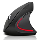Scettar Ergonomic Mouse Wireless Vertical,2.4G Computer Carpal Tunnel Mouse 6 Buttons Adjustable DPI 800/1200/1600, Reduce Wrist Pain,for Laptop, Desktop, PC, Mac - Matte Black(NOT Batterry Include)