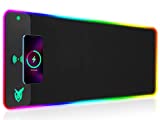 GIM Wireless Charging RGB Gaming Mouse Pad 10W, LED Mouse Mat 800x300x4MM, 10 Light Modes Extra Large Mousepad Non-Slip Rubber Base Computer Keyboard Mat for Gaming, MacBook, PC, Laptop, Desk