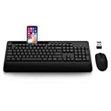 Wireless Keyboard and Mouse Combo, EDJO 2.4G Full-Sized Ergonomic Computer Keyboard with Wrist Rest and 3 Level DPI Adjustable Wireless Mouse for Windows, Mac OS Desktop/Laptop/PC