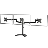 WALI Free Standing Triple LCD Monitor Fully Adjustable Desk Mount Fits 3 Screens up to 27 inch, 22 lbs. Weight Capacity per Arm (MF003), Black