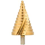 ZELCAN Large HSS Spiral Groove Step Drill Bit, 12 Sizes Titanium High Speed Steel 1/4' to 2-3/8' Drill Bit for Sheet Aluminium Metal Wood Hole Drilling, Big Multiple Hole Stepped Up Bit for DIY Lovers