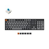 Keychron K10 Full Size Layout Bluetooth Wireless/USB Wired Mechanical Gaming Keyboard for Mac with Gateron G Pro Blue Switch/Multitasking/RGB Backlight 104 Keys Computer Keyboard for Windows Laptop