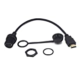 Kework 0.3 Meter HDMI Version 2.0 Mount Cable, HDMI Male to Female Flush Panel Mount Extension HD Cord for Car Truck Boat Motorcycle Dashboard, 4K2K & 60 HZ (HDMI Mount)