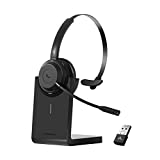 Avantree Alto Solo - Bluetooth 5.1 Wireless Headset with USB Adapter & Noise Cancelling Microphone, Support Phone & PC Simutaneously, Mute Switch, Busy Light, Wired Use for Computer Laptop