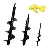 NUNGT 3PCS Auger Drill Bit Set for Planting, Bulb Planting Auger for Drill, Garden Auger Spiral Drill Bit, Auger Umbrella or Post Hole Digger for 3/8 inch Hex Drive Drill