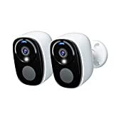 2Pack Security Cameras Outdoor Wireless,2K Battery Powered Camera for Home Security, Cloud/SD(up to 256G), No Monthly Fee, AI Motion Detection, Color Night Vision,2-Way Audio(BW4)