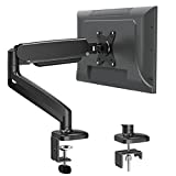 MOUNTUP Single Monitor Mount Stand, Fully Adjustable Monitor Arm with Gas Spring, Monitor Desk Mount for 17-32 Inch Computer Screen with Clamp, Grommet Base, Fit VESA 75x75&100x100, Black, MU0004A