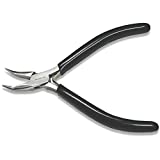 The Beadsmith Bent Chain Nose Pliers – Extra Fine Tips – 4.5 inches (114mm) – PVC Grip Handle with Double Leaf Springs – Jewelry Making Tool for Creating Bracelets, Earrings and Necklaces