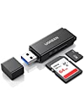 UGREEN SD Card Reader Portable USB 3.0 Dual Slot Flash Memory Card Adapter Hub for TF SD Micro SD SDXC SDHC MMC RS-MMC Micro SDXC Micro SDHC UHS-I for Mac Windows Linux Chrome PC Laptop