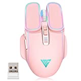 2.4G Wireless Mouse, STOGA Rechargeable Computer Mouse, Wireless Gaming Mouse with 2.4 GHz Transmission Technology, 3 Adjustable DPI, USB Receiver, PC Gaming Mice for Kid Girl Gift, Pink Gaming Mouse