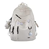 Herminl Fashion Big Student Backpack Polyster Canvas Girls SchoolBag Multi-pocket Ring Buckle Portable College Girl's Schoolbag Sutitable for Casual Travel Laptop New