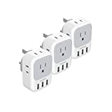 US to UK Plug Adapter 3 Pack, TESSAN Type G Travel Converter with 4 Electrical Outlet 3 USB Charger, Power Adaptor for USA to Ireland Dubai Scotland Hong Kong England British Kenya London Qatar