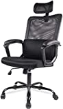 Desk Chair, Ergonomic Mesh Office Chair High Back Computer Chair with Adjustable Headrest,Lumbar Support, Tilt Function,Swivel Rolling, Soft PU Armrest Task Chair Home Office Desk Chairs, Black