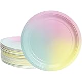 Rainbow Party Supplies, Pastel Paper Plates (9 in., 80 Pack)