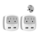 US to UK Plug Adapter, TESSAN Type G Travel Adaptor with 2 USB 2 Electrical Outlets, UK Power Adapter for USA to Ireland England London Scotland British Dubai Kenya Hong Kong Qatar, 2-Pack