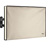 Outdoor TV Cover 40-43 Inch | Weatherproof and Waterproof Flat TV Screen Protector | Fit Any Smart TV Set |Outside LCD Covers Made of Oxford 600D Fabric w/ PVC Coating Inside | Fully Covered from Below(Beige)