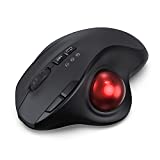 2.4G+Dual Bluetooth Wireless Trackball Mouse, KKUOD 3-Device Connection Ergonomic Mouse, Rechargeable Ergo Mouse with USB-C Port and 3 DPI, Thumb-Operated Mouse for PC Computer Laptop Tablet