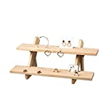 Eiyye Wood Desktop Display, Ring Earring Large Capacity Jewelry Display Stand, Figure Display Stand Craft Showing Organizer Tray For Retail Display 2-Tier(Log)