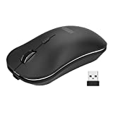 Arteck 2.4G Wireless Mouse with Nano USB Receiver Ergonomic Design Silent Clicking for Computer / Desktop / PC / Laptop and Windows 10/8/7 Build in Rechargeable Battery - Black