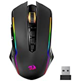 Gaming Mouse, Redragon Wireless Mouse Gaming with 8000 DPI, PC Gaming Mice with Fire Button, RGB Backlit Programmable Ergonomic Mouse Gamer, Rechargeable, 70Hrs for Windows, Mac Gamer, Black