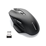 Wireless Mouse, E-YOOSO 2.4G Ergonomic Wireless Optical Mouse with USB Receiver for Laptop, Windows, PC, Chromebook, Cordless Mouse, 6 Buttons, 18 Months Battery Life, 4800 DPI, 5 Adjustment Levels