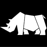 Cubist Rhino Decal Sticker (White), Decal Sticker Vinyl Car Home Truck Window Laptop